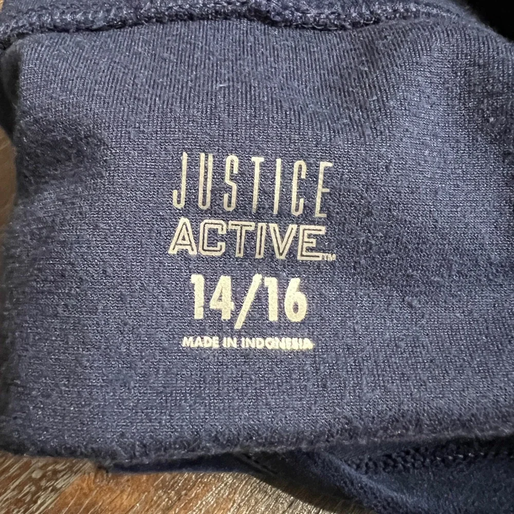 Justice Active Velour Soccer Hoodie Girls Size‎ 14/16 Navy Gold Glitter Stripes